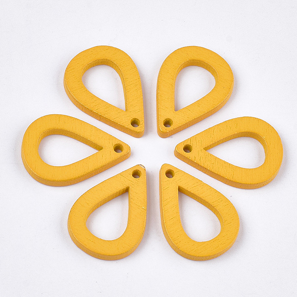

PandaHall Painted Poplar Wood Pendants, teardrop, Gold, 25x17x2.5mm, Hole: 1.8mm Wood Teardrop Gold