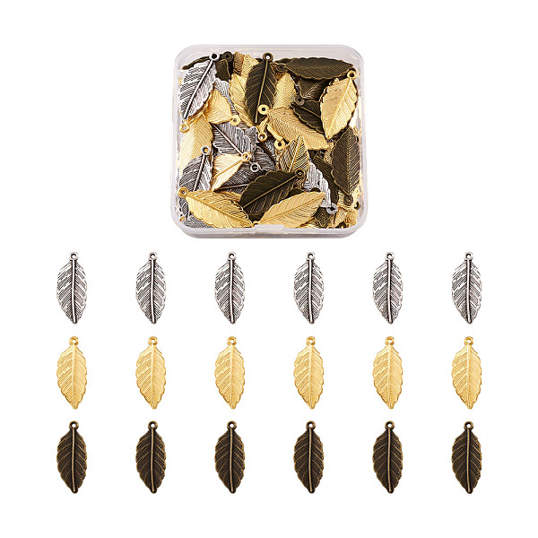 

PandaHall Alloy Pendants, Leaf, Mixed Color, 31x13x1.5mm, Hole: 1.4mm, 120pcs/box Alloy Leaf