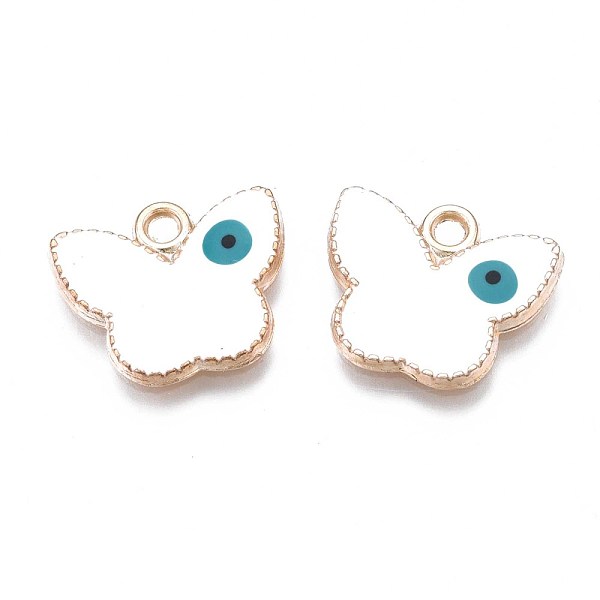 

PandaHall Alloy Enamel Pendants, Cadmium Free & Nickel Free & Lead Free, Light Gold, Butterfly with Evil Eye, Wheat, 13.5x16x2mm, Hole..., Orange