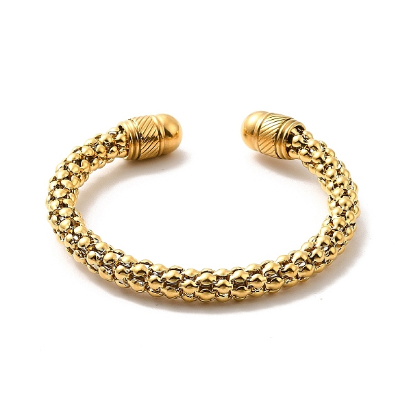 

PandaHall Ion Plating(IP) 304 Stainless Steel Popcorn Chain Open Cuff Bangle, Torque Bangle for Women, Golden, Inner Diameter: 2 inch(5cm)...