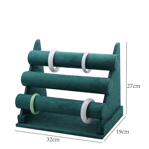 

PandaHall 3-Tier Velvet Detachable Flannel Bracelet Display Stands, Jewelry Display Rack, Green, 32x19x27cm Velvet Green