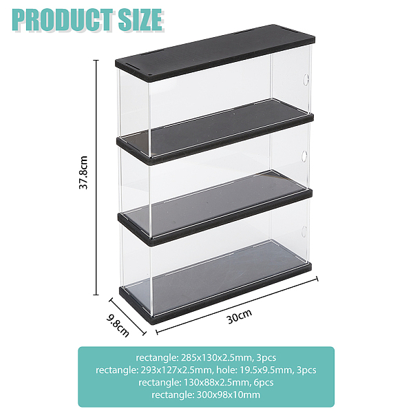 3-stöckige Rechteckige Vitrine Für Minifiguren Aus Transparentem Acryl
