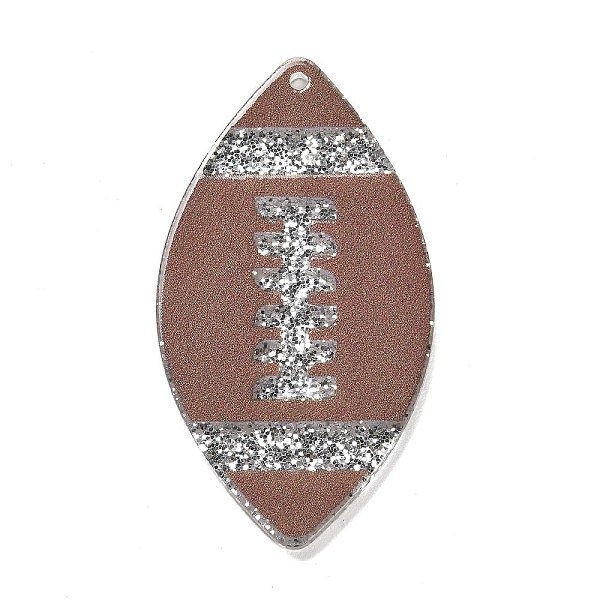 

PandaHall Transparent Resin Pendants, Sport Ball Charms with Glitter Powder, Rugby, 47x26x2.2mm, Hole: 1.6mm Resin Rugby