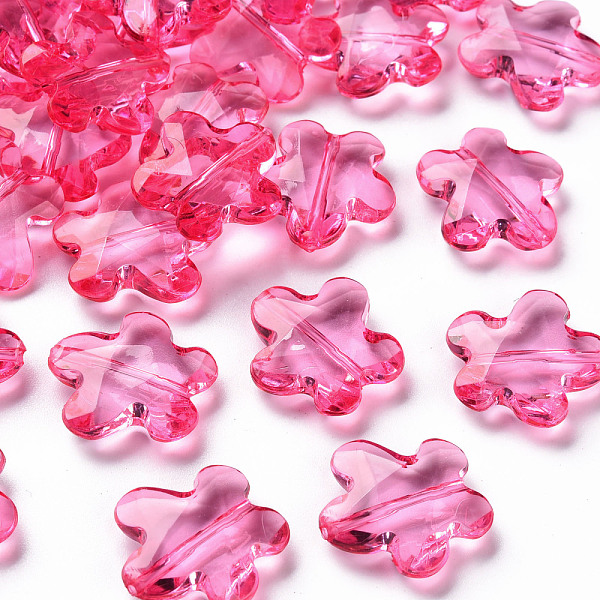 

PandaHall Transparent Acrylic Beads, Faceted, Flower, Camellia, 18.5x18.5x5.5mm, Hole: 1.2mm, about 470pcs/500g Acrylic Flower Pink
