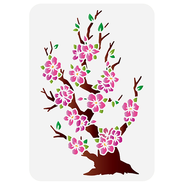 

PandaHall FINGERINSPIRE Cherry Blossom Stencil 8.3x11.7inch Reusable Cherry Blossom Bonsai Drawing Template Spring Nature Flower Stencil for...