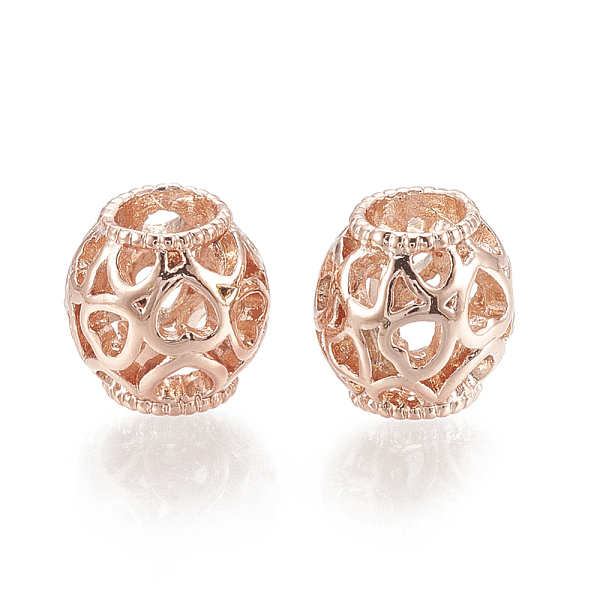 

PandaHall Alloy European Beads, Hollow, Large Hole Beads, Rondelle with Heart, Rose Gold, 11x11mm, Hole: 5mm Alloy Rondelle