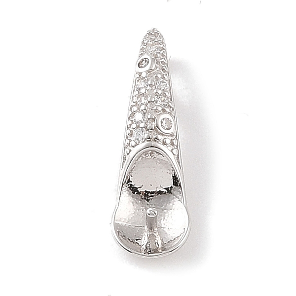 

PandaHall 925 Sterling Silver Peg Bails, with Cubic Zirconia, Spoon Shape, Real Platinum Plated, 19x6x6mm, Hole: 4x2.4mm, Pin: 1mm Sterling...
