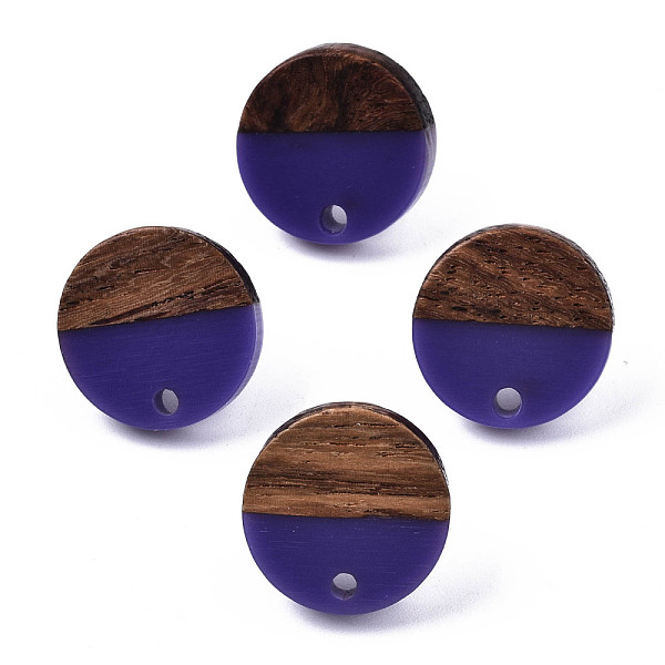 

PandaHall Opaque Resin & Walnut Wood Stud Earring Findings, with 304 Stainless Steel Pin, Flat Round, Slate Blue, 15mm, Hole: 1.8mm, Pin...