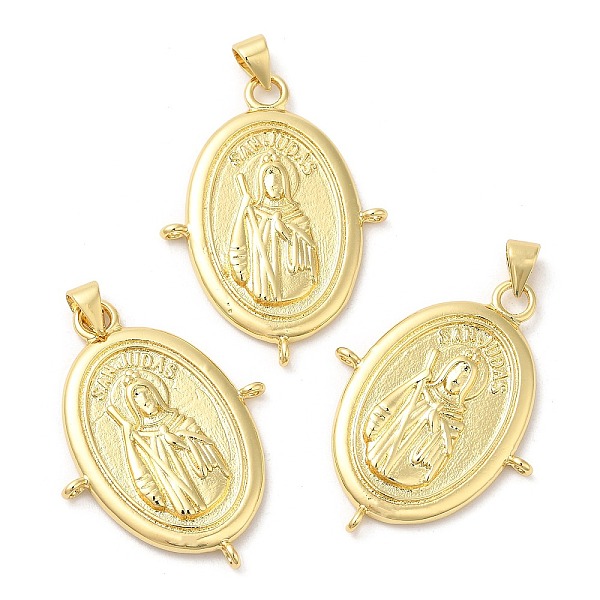 

PandaHall Rack Plating Brass Chandelier Component Links, Long-Lasting Plated, Lead Free & Cadmium Free, Oval with Religion Saint Jude Charm...