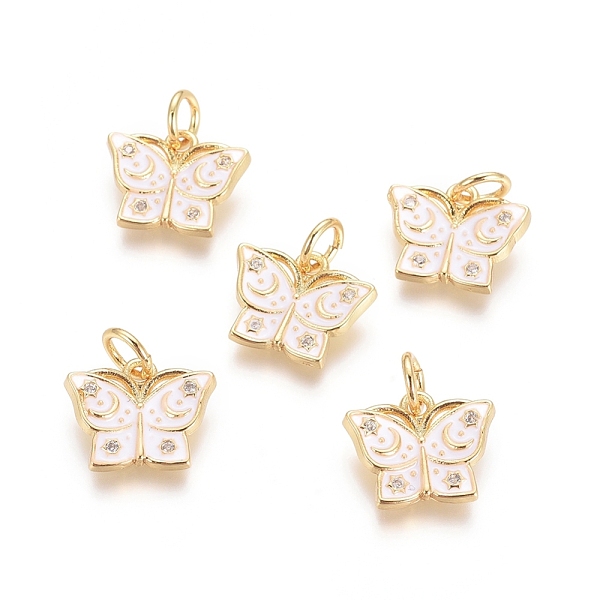 

PandaHall Brass Micro Pave Cubic Zirconia Charms, with Enamel, Jump Rings, Butterfly, Clear, White, 10x12x2mm, Hole: 3.4mm Brass+Cubic...