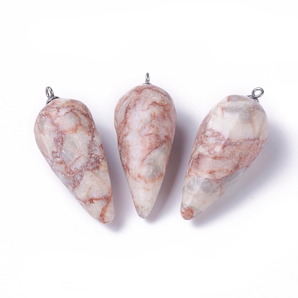 

PandaHall Natural Red Netstone Pointed Pendants, with Stainless Steel Findings, Cone, Stainless Steel Color, 50~53x19~21mm, Hole: 2mm...