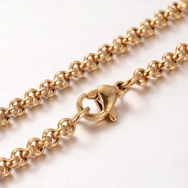 

PandaHall 304 Stainless Steel Rolo Chain Necklaces, with Lobster Claw Clasp, Golden, 23.7 inch 304 Stainless Steel
