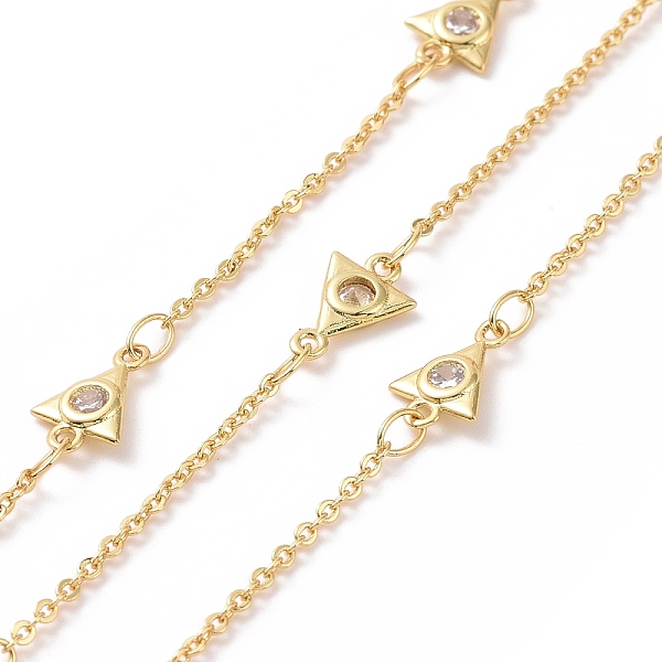 

PandaHall Clear Cubic Zirconia Triangle Link Chains, with Brass Cable Chains, Unwelded, Cadmium Free & Nickel Free & Lead Free, Real 18K...