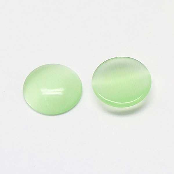 

PandaHall Cat Eye Cabochons, Half Round, Pale Green, 14x3mm Glass Half Round Green