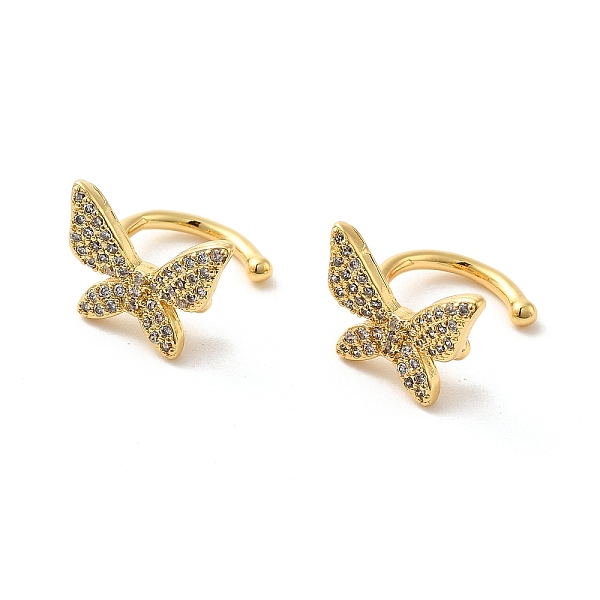 

PandaHall Brass Micro Pave Cubic Zirconia Cuff Earrings, Butterfly Non Piercing Earrings, Real 18K Gold Plated, 6x8.5mm Cubic Zirconia..., Clear
