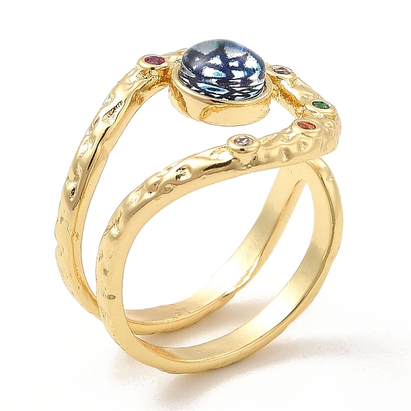 

PandaHall Resin Evil Eye Open Cuff Ring with Cubic Zirconia, Real 18K Gold Plated Brass Wire Wrap Jewelry for Women, White, Inner Diameter...