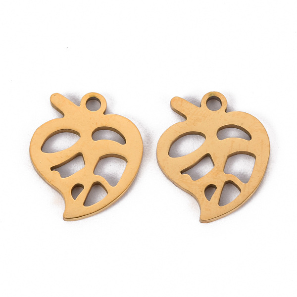 

PandaHall 201 Stainless Steel Pendants, Laser Cut Pendants, Leaf, Golden, 15x13x1mm, Hole: 1.6mm 201 Stainless Steel Leaf