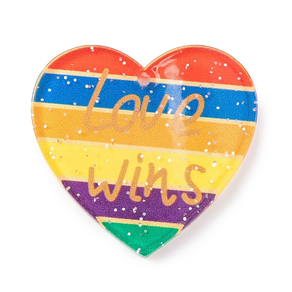 

PandaHall Rainbow Theme Acrylic Pendants, Heart, 34x36x2mm, Hole: 1.8mm Acrylic Heart