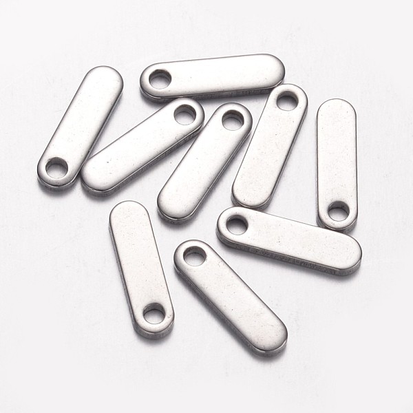 

PandaHall 201 Stainless Steel Charms, Oval, Stainless Steel Color, 12x3.5x1mm, Hole: 1.5mm 201 Stainless Steel Oval