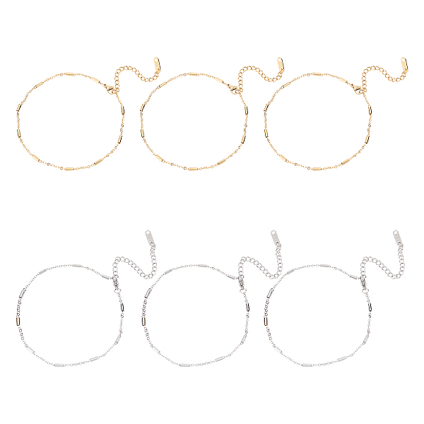 12Pcs 2 Colors 304 Stainless Steel Cable Chains Anklets
