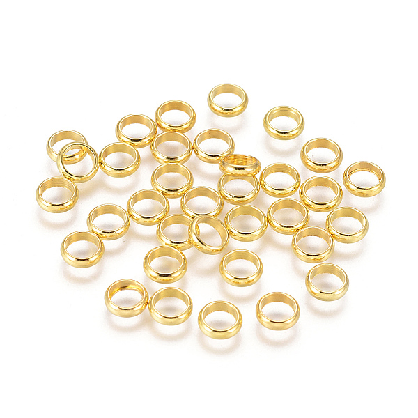 

PandaHall Brass Spacer Beads, Rondelle, Golden, 6x2mm, Hole: 4mm Brass Rondelle