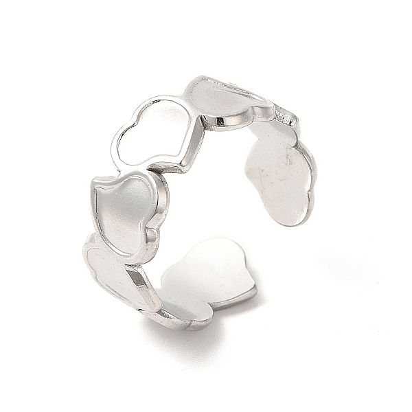 

PandaHall 304 Stainless Steel Heart Open Cuff Ring for Women, Stainless Steel Color, US Size 6 1/2(17mm) 304 Stainless Steel