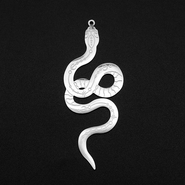 

PandaHall 201 Stainless Steel Big Pendants, Laser Cut, Snake, Stainless Steel Color, 64.5x25x1mm, Hole: 1.4mm 201 Stainless Steel Snake