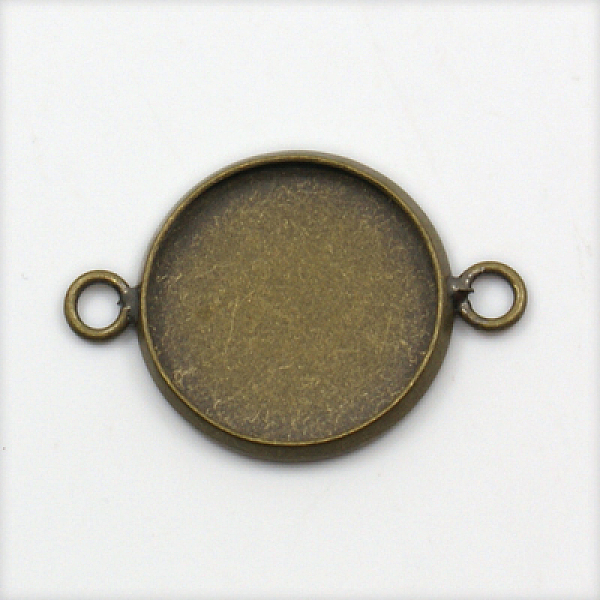 

PandaHall Brass Cabochon Connector Settings, Flat Round, Nickel Free, Antique Bronze, Tray: 16mm, 25x18x2mm, Hole: 3mm Brass Flat Round