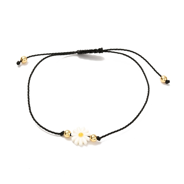 

PandaHall Flower Natural Shell Braided Bead Bracelet for Teen Girl Women, Adjustable Waxed Polyester Cord Bracelet, Mixed Color, Inner..., Multicolor