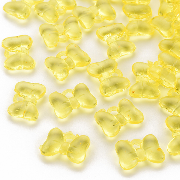 

PandaHall Transparent Acrylic Pendants, Bowknot, Yellow, 13.5x18x5.5mm, Hole: 2.5mm, about 625pcs/500g Acrylic Bowknot Yellow