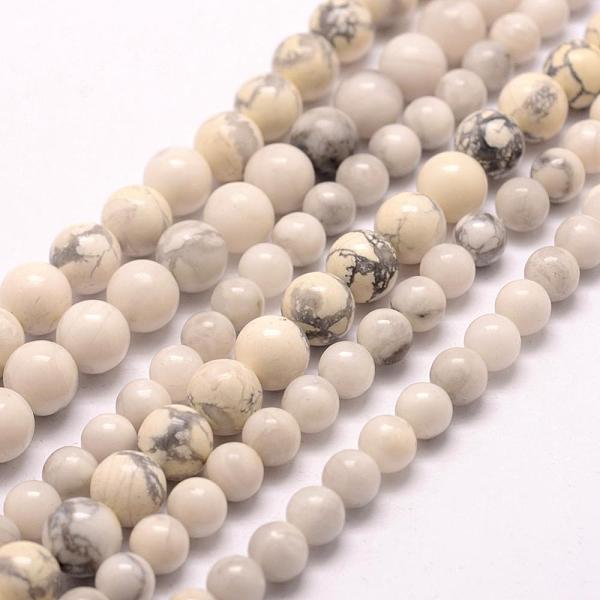 

PandaHall Natural Howlite Beads Strands, Round, 6mm, Hole: 1mm, about 68pcs/strand, 15.75 inch(40cm) Howlite Round
