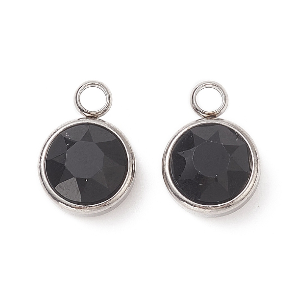 

PandaHall Faceted Glass Charms, with 304 Stainless Steel Findings, Flat Round Pendant, Black, 14x10x6.5mm, Hole: 2.5mm Stainless Steel+Glass...