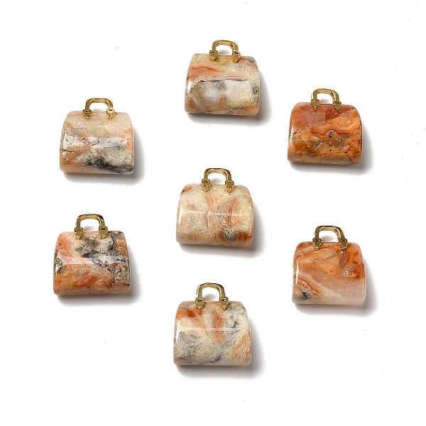 

PandaHall Natural Crazy Agate Brass Pendants, Handbag Charms, Golden, 27.5x26x12mm, Hole: 6.3x5mm Crazy Agate Bag