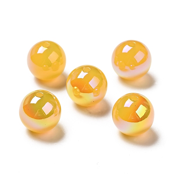 

PandaHall UV Plating Opaque Rainbow Iridescent Acrylic Beads, Round, Gold, 15~16x15mm, Hole: 2mm Acrylic Round Gold
