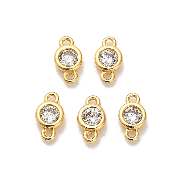 真鍮パヴェクリアキュービックジルコニアフラットラウンドコネクターチャーム
