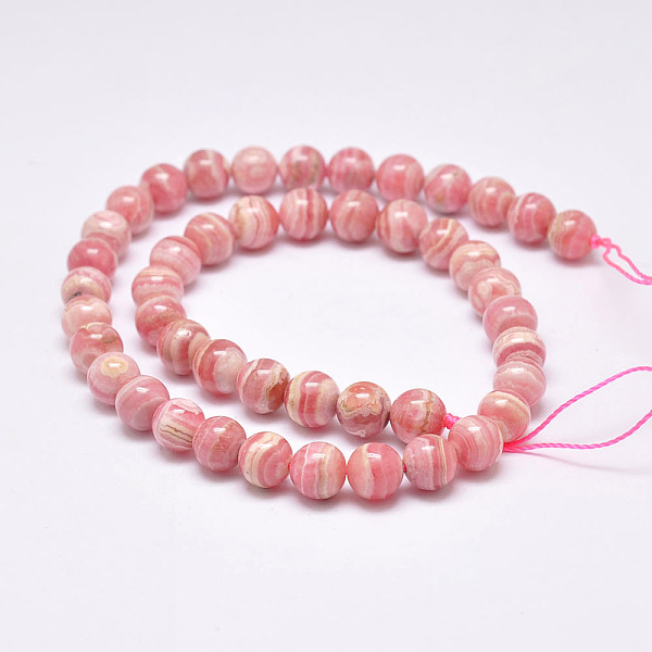 

PandaHall Natural Argentina Rhodochrosite Beads Strands, Round, 8mm, Hole: 1mm, about 46pcs/strand, 14.9 inch(38cm) Rhodochrosite Round
