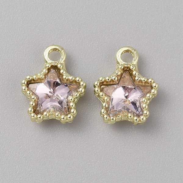 

PandaHall Glass Pendants, with Light Gold Alloy Finding, Star Charms, Lavender, 13x10.5x4mm, Hole: 2mm Alloy+Glass Star Purple