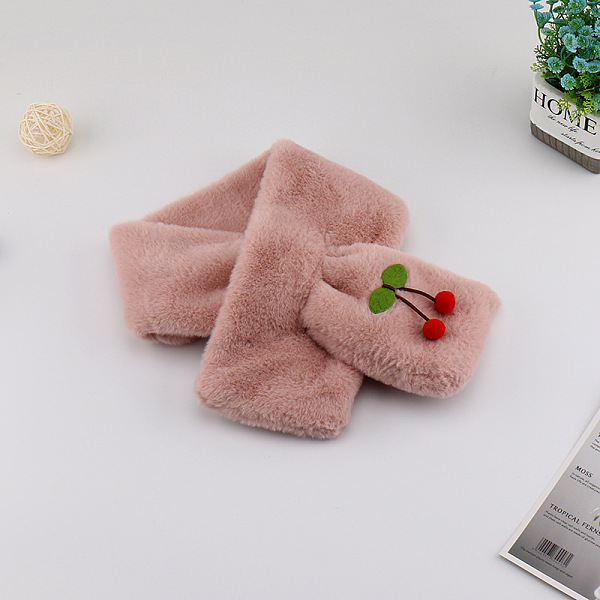 

PandaHall Wool Neck Warmer Scarf, Winter Scarf, Fur Collar Scarves with Cherry Decor, Dark Salmon, 830x130mm Wool