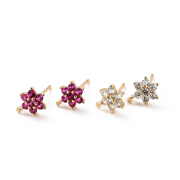 

PandaHall Brass Micro Pave Cubic Zirconia Stud Earrings Findings, Cadmium Free & Lead Free, Flower with Loop, Real 18K Gold Plated, Mixed..., Multicolor