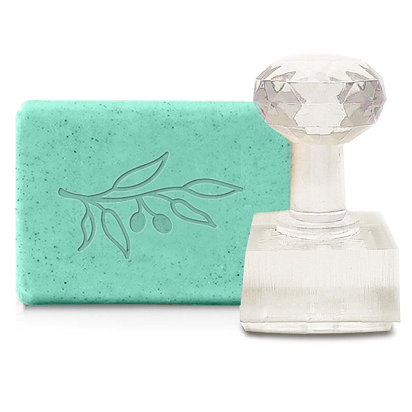 

PandaHall CRASPIRE Acrylic Soap Stamp Olive Leaf Handmade Clear Soap Chapter Branch Imprint Embossing with Handle 1.57" Embossing for DIY...