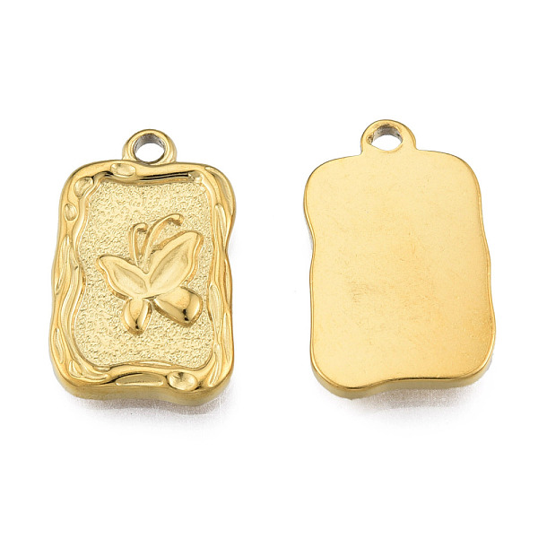 

PandaHall Ion Plating(IP) 304 Stainless Steel Pendants, Rectangle with Butterfly, Real 18K Gold Plated, 22x14x2.5mm, Hole: 2mm 304 Stainless...