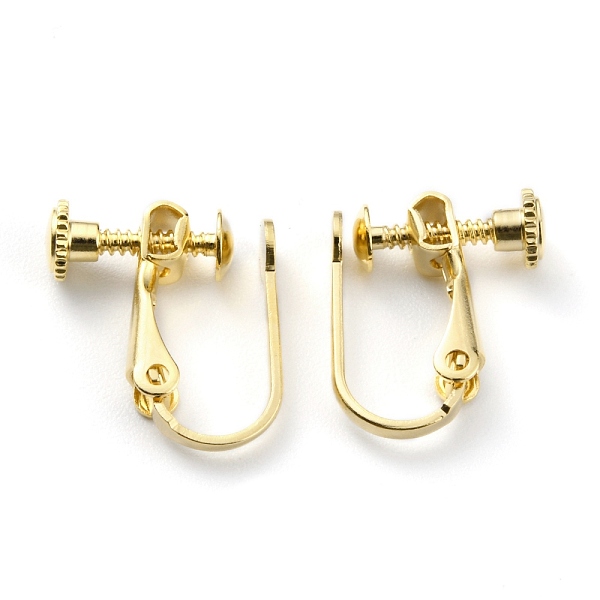 

PandaHall Brass Clip-on Earring Findings, Spiral Ear Clip, Screw Back Non Pierced Earring Converter, Real 24K Gold Plated, 16x13x5mm Brass