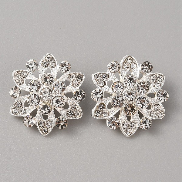 

PandaHall Flower Sew on Rhinestone, Alloy & Glass Rhinestone Multi-Strand Links, for Costume Bag Hat Accessories, Silver, 22x20x7.5mm, Hole...
