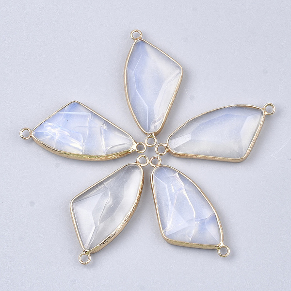 

PandaHall Opalite Links connectors, with Brass Findings, Faceted, Triangle, Golden, 41~42x19.5x5.5~6.5mm, Hole: 2mm Opalite Triangle