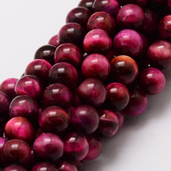 

PandaHall Natural Tiger Eye Round Beads Strands, Dyed & Heated, Fuchsia, 8mm, Hole: 1mm, about 48pcs/strand, 15.7 inch Tiger Eye Round Pink