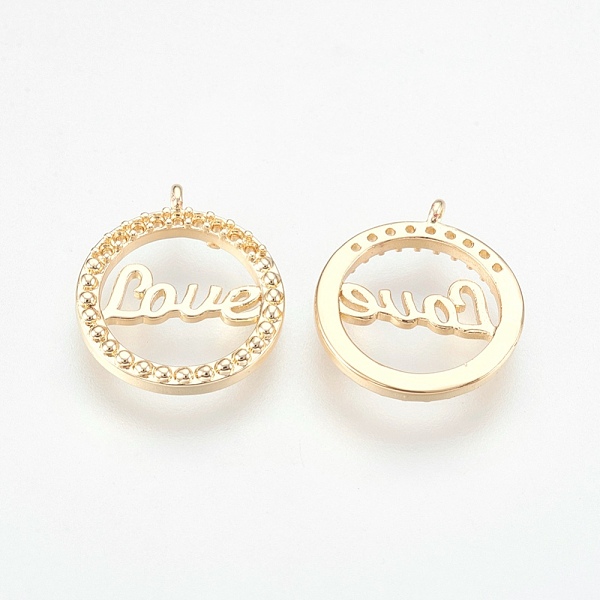 

PandaHall Brass Pendant Rhinestone Settings, Nickel Free, Flat Round with Word Love, Real 18K Gold Plated, Fit For 0.8mm Rhinestone...