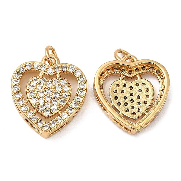 

PandaHall Brass Micro Pave Cubic Zirconia Pendants, Heart, Real 18K Gold Plated, 17x15x5mm, Hole: 2.7mm Brass+Cubic Zirconia Heart Clear