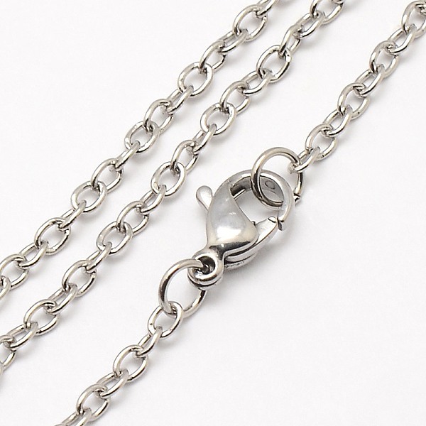 

PandaHall Trendy Unisex 304 Stainless Steel Cable Chain Necklaces, with Lobster Clasps, Stainless Steel Color, 17.7 inch(44.9cm)...