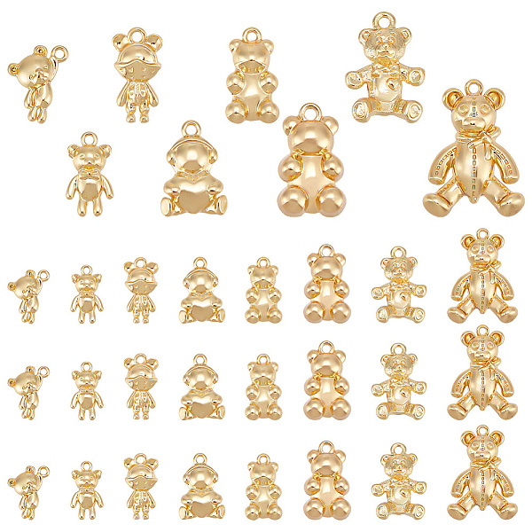 

PandaHall 48Pcs 8 Styles Alloy Bear Pendants, Cadmium Free & Lead Free, Light Gold, 14.5~20.5x9~18x3~6mm, Hole: 1.4~1.8mm, 6pcs/style...