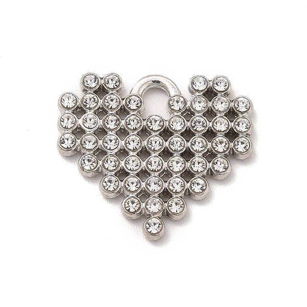 

PandaHall Alloy Crystal Rhinestone Pendants, Heart Charm, Platinum, 17x19.5x2mm, Hole: 3mm Alloy+Rhinestone Heart Clear